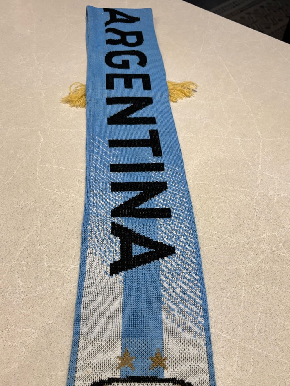 Adidas Argentina AFA Soccer Fan Scarf Fringe Light Blue White Gold 2 Star FIFA - Picture 7 of 11